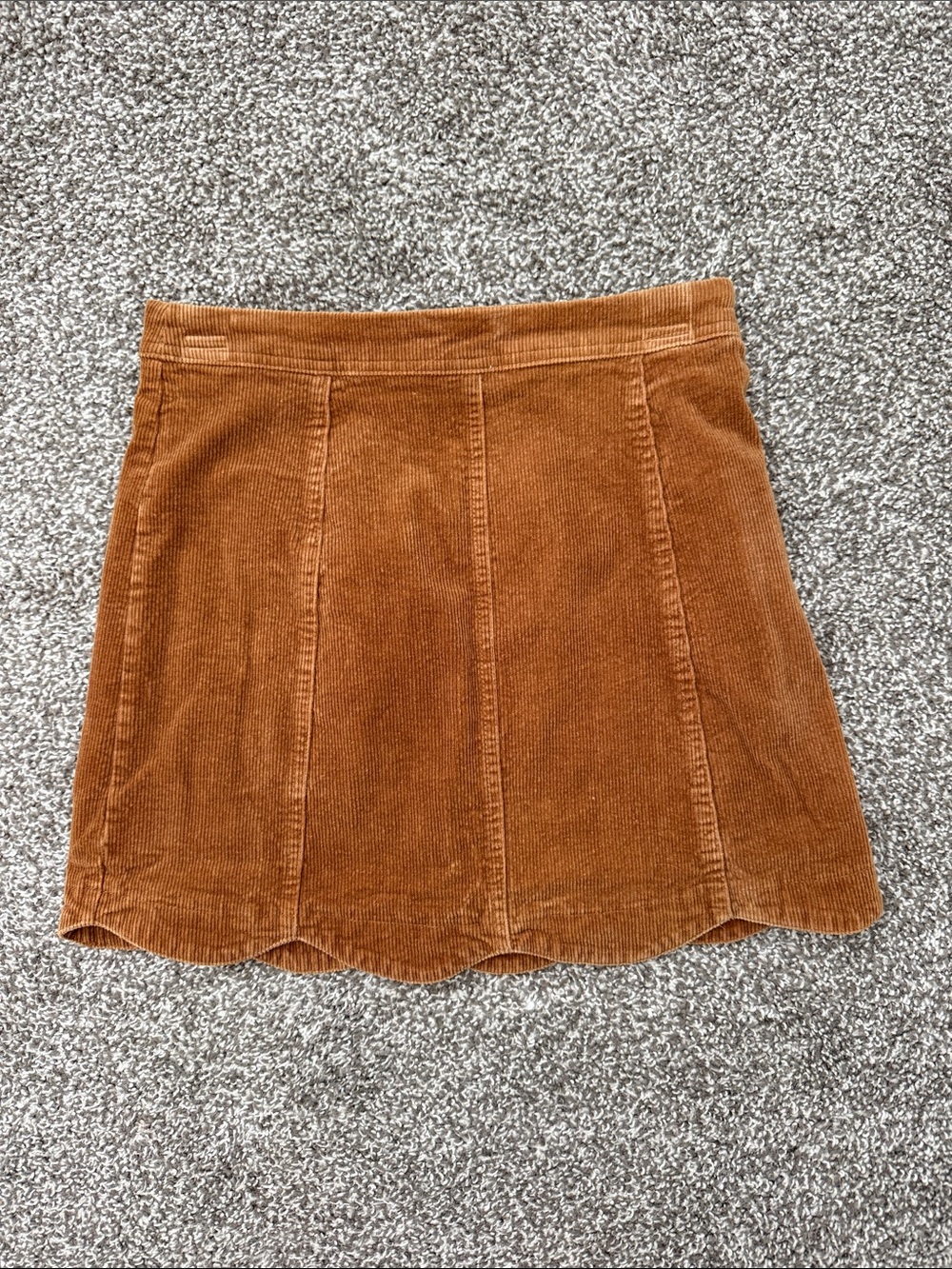 Altar'd State Corduroy Scallop Hem Mini Skirt - Rust